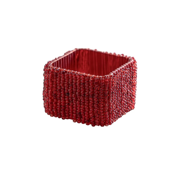 Classic Square Napkin Ring in Red, Set of 4