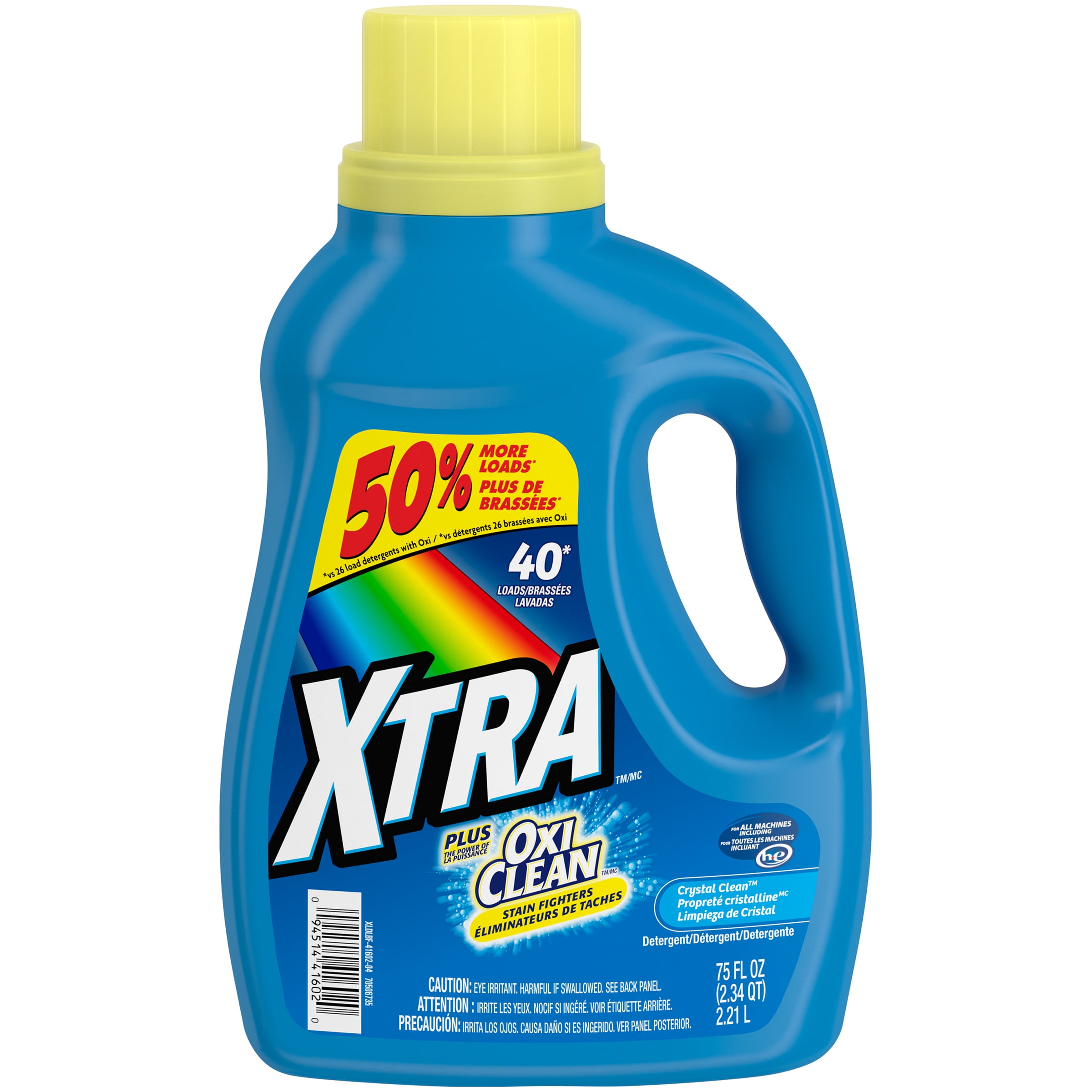 Xtra Plus OxiClean Liquid Laundry Detergent, Crystal Clean, 75oz