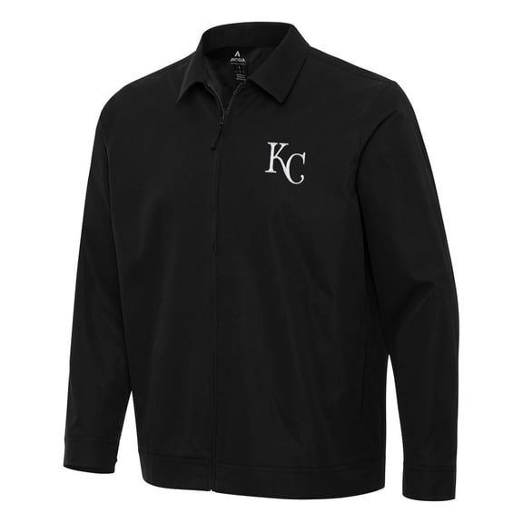 Men's Antigua Black Kansas City Royals Pivot Full-Zip Jacket