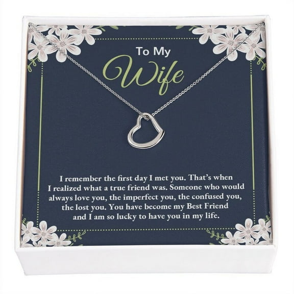 To my wife Heart necklace gift Wife Anniversary Gift Birthday gift for wife Delicate Heart Necklace