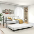 thumbnail image 3 of BTMWAY Daybed with Trundle Included, Twin Size Metal Daybed Frame with Pop Out Trundle Bed, Heavy Duty Twin Sofa Bed for Kids Teens Adults, No Box Spring Needed, Black, 3 of 12