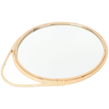 Light up Mirror for Makeup Rattan Mirrors for Wall Hanging Makeup Mirror Round Rattan Mirror Portable Small Mirror