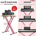 thumbnail image 5 of 5Core Keyboard Stand Double X Style Adjustable Piano Riser + Keyboard Piano Bench PINK, 5 of 5