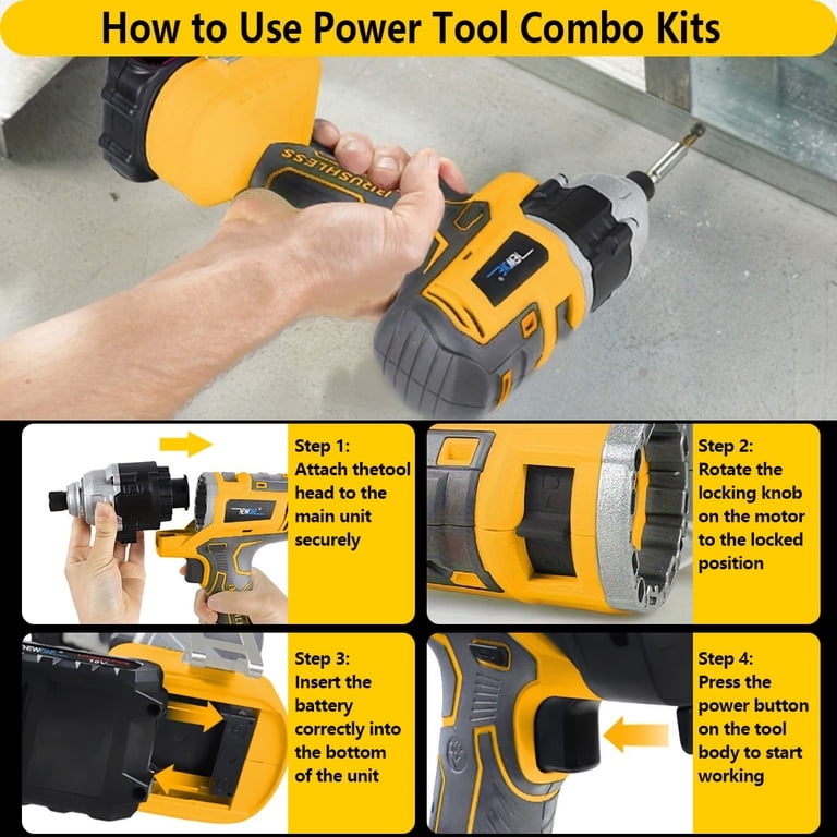 NEWONE 18V Cordless Power Tool Combo Kits 12-Tool Set (Drill