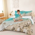 thumbnail image 4 of Erosebridal Ocean Beach 7 Pieces Bedding Comforter Set,Nautical Coastal Starfish Full Bedding Set For Kids Girls,Reversible, 4 of 7