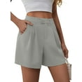 thumbnail image 2 of Airmenty Women's Summer Dressy Casual Elastic Waist Wide Leg Suit Tailored Shorts Comfy Elagant Work Trouser Shorts with Pocketsts, 2 of 6