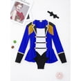 thumbnail image 5 of iiniim iiniim Kids Girls Leotard Long Sleeves Tassel Jumpsuit with Tie Party Blue 4, 5 of 7