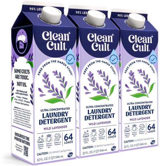 Detergente líquido para ropa Cleancult 192 cargas, 2,8 L, lavanda silvestre