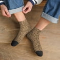 thumbnail image 3 of Rateoe Leopard Print Brown Pattern Quarter Crew Socks,Toe Seamed Ankle Socks,Cotton Cushioned Breathable Athletic Crew Sports Socks, 3 of 7
