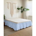 thumbnail image 2 of Blue White Stripe Wrap Around Bed Skirts for California King Bed 18" Drop,Bed Skirt with Adjustable Elastic Belt Dust Ruffle Bed Valance Modern Minimalist Geometric Striped Bed Frame Cover, 2 of 7