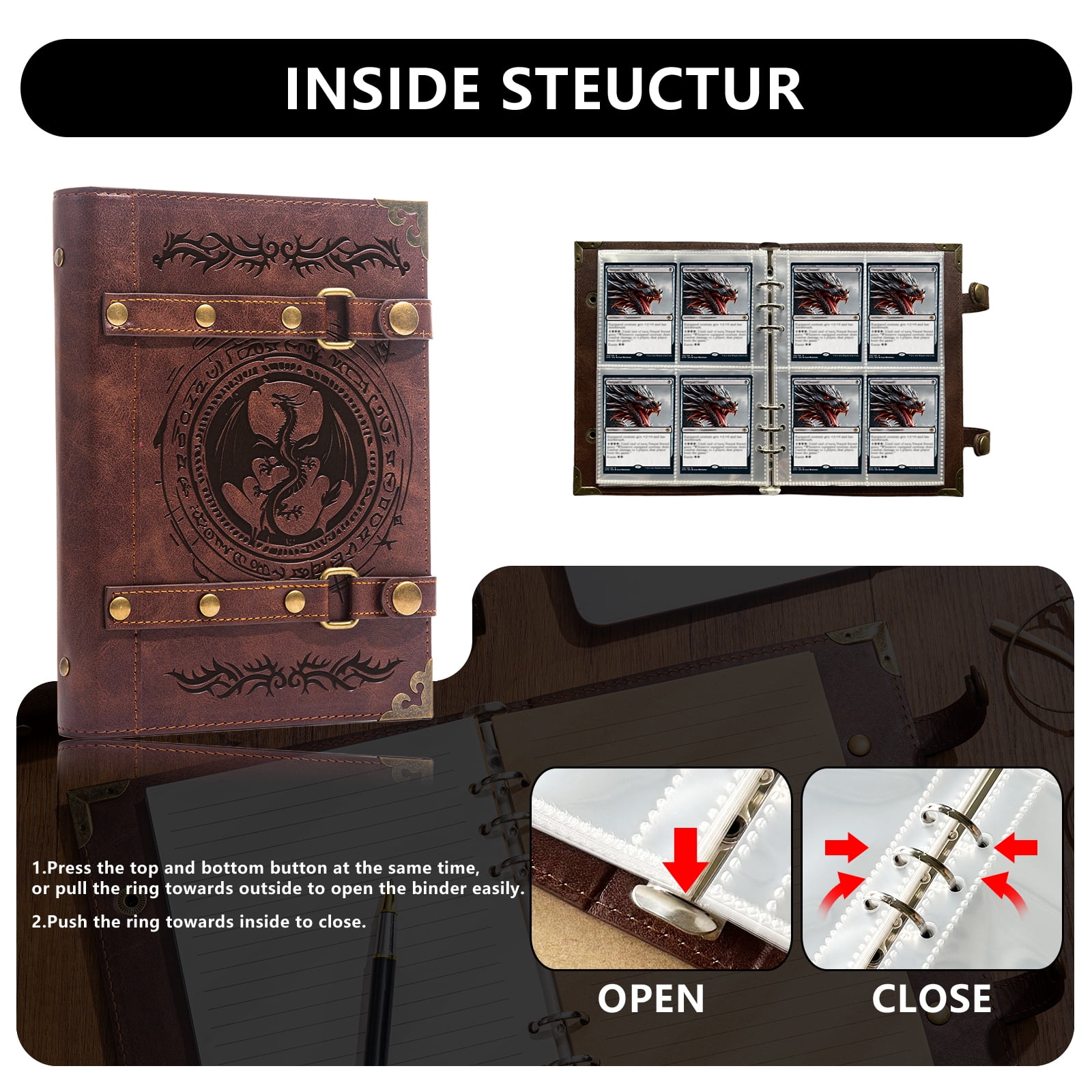 Trading Card Binder with 4-Pocket Sleeves – Holds 240 Cards for Baseball Cards,Trading Cards,Football Cards