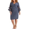 Wraparound Knee-Length Dress with Bell Sleeves - Plus