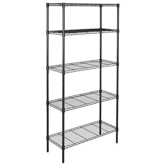 Wire Shelving 5 Tier Heavy Duty - Metal Shelf Organizer Rack, NSF Certified, Adjustable, 36x14x72'', 1250lbs Capacity, Kitchen, Garage, Black