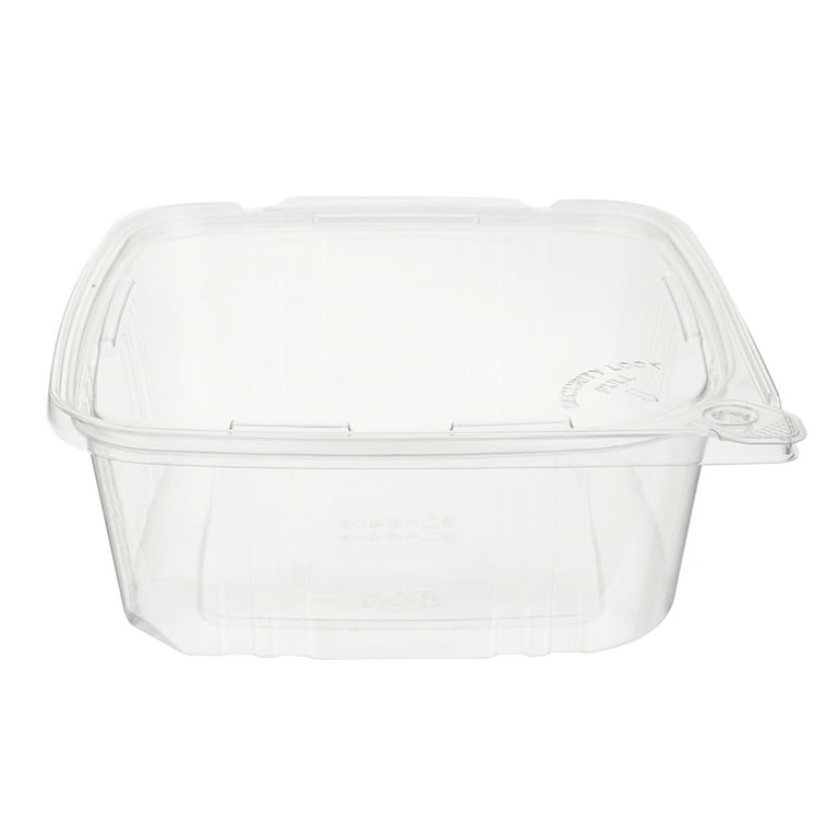 SafePro TE64 64 Oz Tamper Evident Clear Plastic Container with Hinged Lid,  150/CS