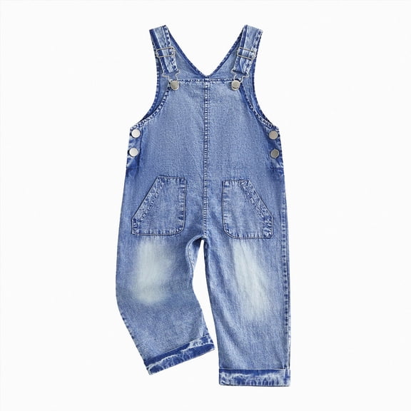 Infant Baby Girls Boys Kids Adorable Solid Color Denim Overalls with Pockets for Toddler Kids 6 12 18 24 Months 2T Play Everyday Versatile Casual Outdoor,Light Blue,12-18 Months