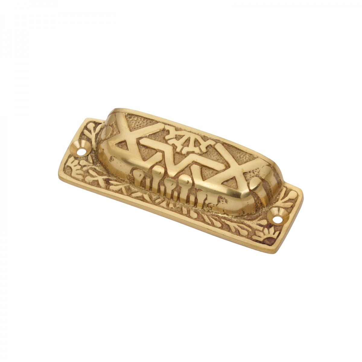 Renovators Supply Cabinet Pulls 3 3/4" Antique Brass Azteca Style Drawer Cup Bin Pulls w/Screws Pack of 3