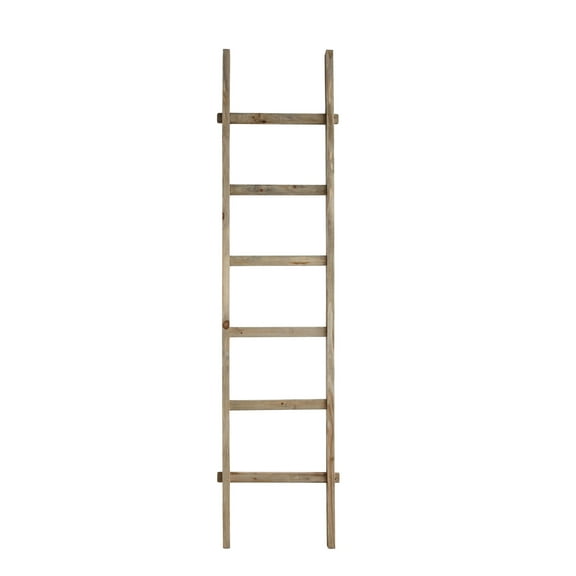 Creative Co-Op Rustic 76.75"H Decorative Fir Wood Ladder with 6 Rungs