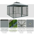thumbnail image 3 of Outsunny 118" x 118" Steel Outdoor Patio Gazebo Canopy with Removable Mesh Curtains, Display Shelves, & Steel Frame, Gray, 3 of 9