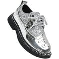 thumbnail image 5 of Cyiecw Boys Girls Lace-up Oxfords Brogue Wingtip Shiny Sequin School Uniform Dress Shoes for Wedding Birthday Performance, 5 of 5