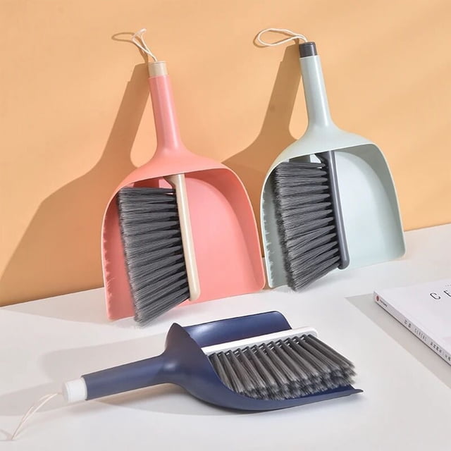 Xihbxyly Juego de Recogedor y Cepillo, Diseño Compacto y Ligero, Cerdas Suaves para Una Limpieza Eficiente, Ideal para Escritorios y Mesas, Mango Cómodo, Herramienta Multiusos, Rosa, Verde y Azul, Ta