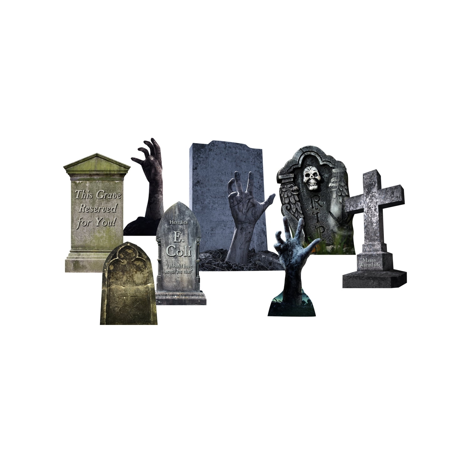 Headstone Halloween Decorations 2022 Way To Celebrate Halloween 6 Piece Tombstone Decoration Set Gray Walmart Com