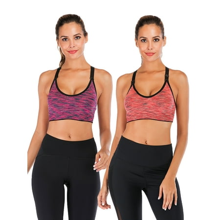 

DODOING 2 Pack Comfort Sport Bra Activewear Fitness Sports Bra Juniors Seamless High Impact Support Workout Yoga Bra Gym