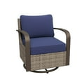 thumbnail image 5 of COOS BAY Aurora Terrace Brown Wicker Rattan Patio Swivel Rocking Glider Chair, Metal Curved Armrest, Blue Cushion, 5 of 8
