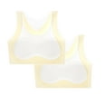 thumbnail image 2 of 2 Pack Sports Bra for Girls, Cotton Training Crop Bras with Adjustable Strap Seamless Sports Underwear, Teenage Girls Crop Top for 10-16 Years Yellow 7-9 Years, 2 of 6