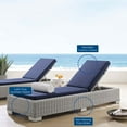 thumbnail image 5 of Lounge Chair Chaise, Sunbrella, Rattan, Wicker, Light Grey Gray Blue Navy, Modern Contemporary Urban Design, Outdoor Patio Balcony Cafe Bistro Garden Furniture Hotel Hospitality, 5 of 10