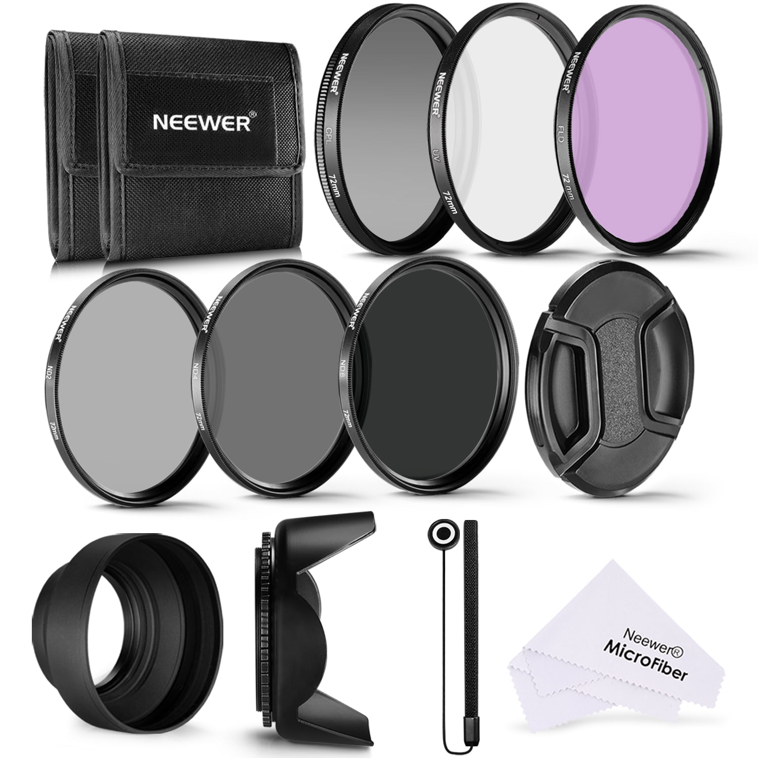 ND2,ND4,ND8 +1,+2,+4,+10 Includes 72MM UV,CPL,FLD Filter Close up Macro Filters Mini Table Tripod and Others for All Lenses with 72MM Thread Size Neewer 72MM Camera Lens Filter Kit ND Filters 