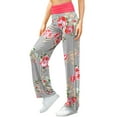thumbnail image 5 of Womens Loose Wide Leg High Waisted Pants Print Flowy Comfy Yoga Sweatpants Sports Lounge Pants with Pockets, 5 of 8
