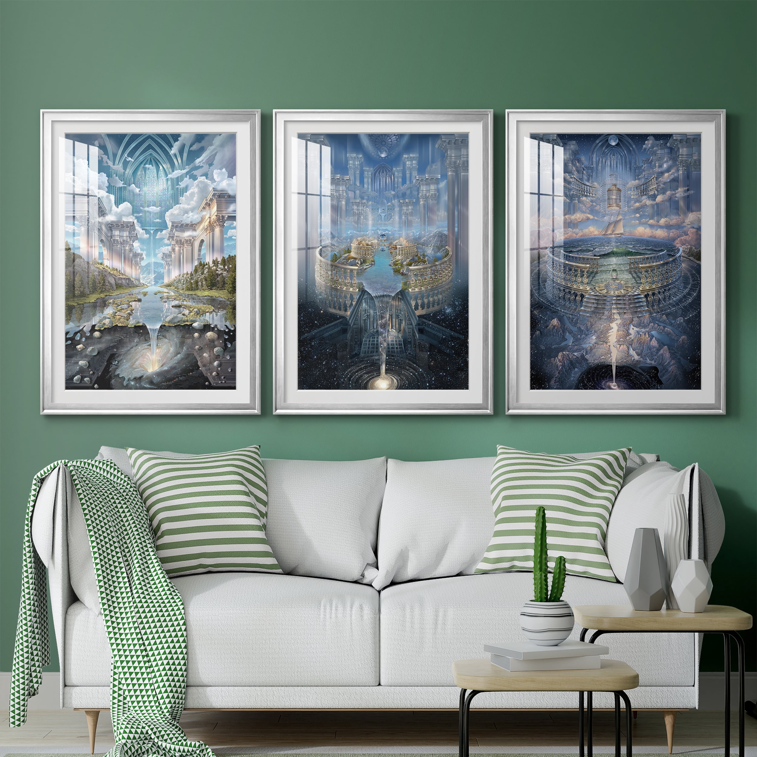 Genesis II Premium Framed Prints Set of 3 - Ready to Hang - 30.5 x 42.5 Each - Silver Frame