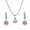 Pink, variant on Eosunjian Women Round Cubic Zirconia Pendant Chain Necklace Hoop Earrings Jewelry Set