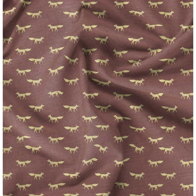 Soimoi Crepe Silk Fabric Fox Animal Fabric Prints By Yard 42 Inch Wide