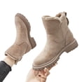 thumbnail image 3 of Botas de invierno de mujer de moda de tubo medio con forro polar y algodón grueso y cálido con piel, 3 of 6
