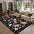 thumbnail image 3 of BERTHMEER 6'x9' Washable Area Rugs for Living Room Bedroom Vintage Black Kitchen Rugs Non Slip Floral Carpets Office Farmhouse Dining Room Oriental Traditional Flower Multicolor Rugs, 3 of 8