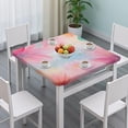 thumbnail image 3 of Pastel Floral Watercolor Pattern Square Fitted Tablecloth with Elastic Edge,Square Table Cover,Washable Elastic Table Cover for Home Kitchen Party Decor 34"x34", 3 of 6