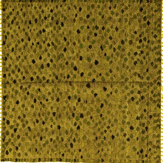 Ahgly Company Indoor Square Oriental Yellow Modern Area Rugs, 4' Square