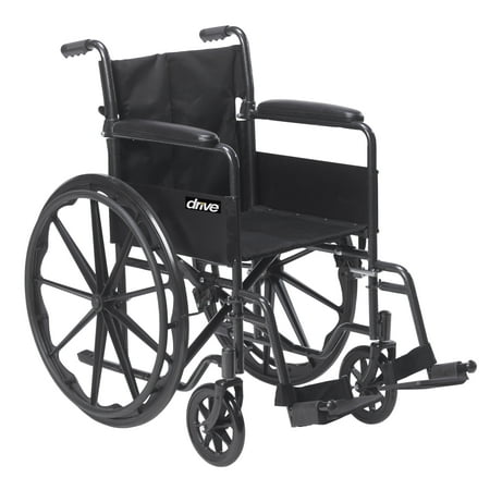 Drive Medical Silver Sport 1 Wheelchair with Full Arms and Swing away Removable Footrest