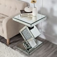 thumbnail image 4 of Rectangular Mirrored Glass End Table Modern Silver Accent Table, 4 of 8