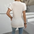 thumbnail image 4 of Delayuji Women's Spring/Summer Splicing Fashion Round Neck Short Sleeve T Shirt for Women Beige L Polyester Short Sleeve Shirts for Women, 4 of 5