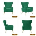 thumbnail image 6 of Fijinhom Velvet Wingback Accent Chair with High Back,Golden Legs & Lumbar Pillow,Upholstered Armchair for Living Room & Bedroom,Green, 6 of 7