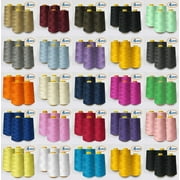 AK Trading 4-Pack Black All Purpose Sewing Thread Cones (6000 Yards Each) of High Tensile Polyester Thread Spools for Sewing, Quilting, Serger Machines, Overlock, Merrow & Hand Embroidery.