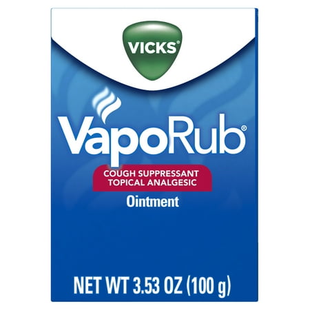 Vicks VapoRub Original Cough Suppressant Topical Analgesic Ointment 3.53 oz, Best used for relief from cold symptoms, aches, and