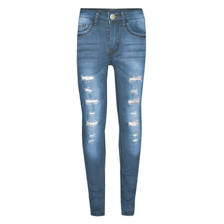 

DTBPRQ Kinny Jeans for Girls Y2K Pants High Rise Stretch Designer Denim Stretchy Jean Ripped Jeans - Teen Jeans for Casual Occasions for Girls Size 3-14 Years