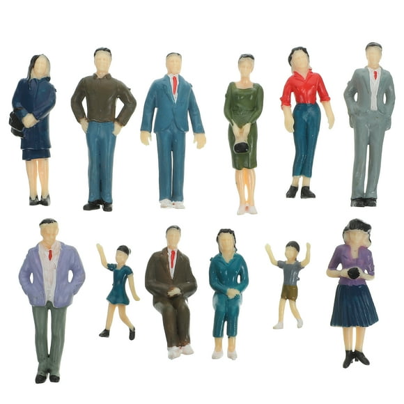 12pcs Painted People Figures Train Prop Figures Layout Models Layout Props