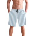 thumbnail image 4 of Dailycode Men's Quick Dry Swim Trunks Beach Shorts Casual Summer Board Shorts with Pockets, Light Blue and White Stripes, 4 of 8