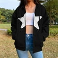 thumbnail image 2 of Xudanell Zip up Hoodie Women Baggy Sweatshirts Solid Color Stars Hoodies Plus Size Gym Clothes for Women Black S, 2 of 5