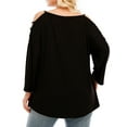thumbnail image 3 of LilyLLL Plus Size Womens Strappy Cold Shoulder 3/4 Sleeve Tunic T-shirt Tops, 3 of 3