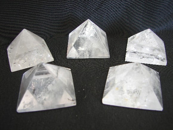 Clear quartz pyramid energy boosting and restoring crystal 